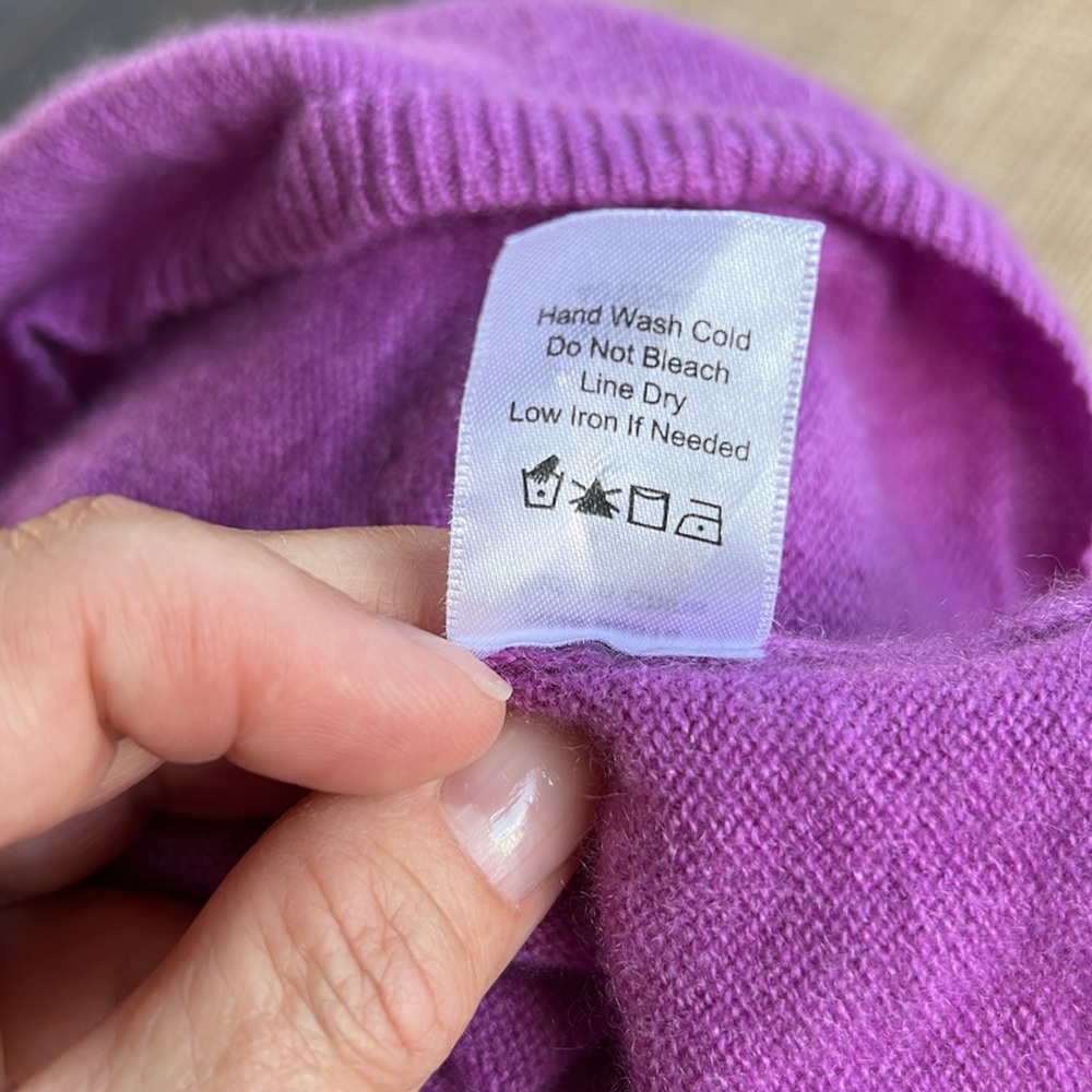 Coldwater Creek Purple Lilac Cap Sleeve Cashmere Sweater, Size large - Picture 6 of 6